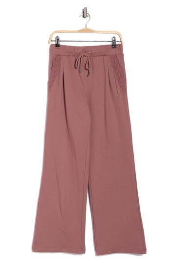 Jessica Simpson Wide Leg Cotton Blend Pants In Brown