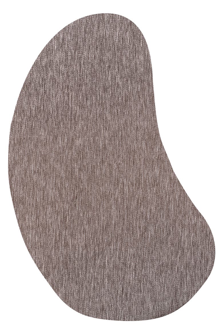 Evan Modern Rustic Organic Curve Indoor/Outdoor Shaped Area Rug, Main, color, Brown