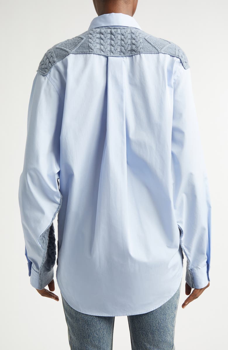 Stella McCartney Hybrid Knit Shirt Cardigan, Alternate, color, Blue/ Grey