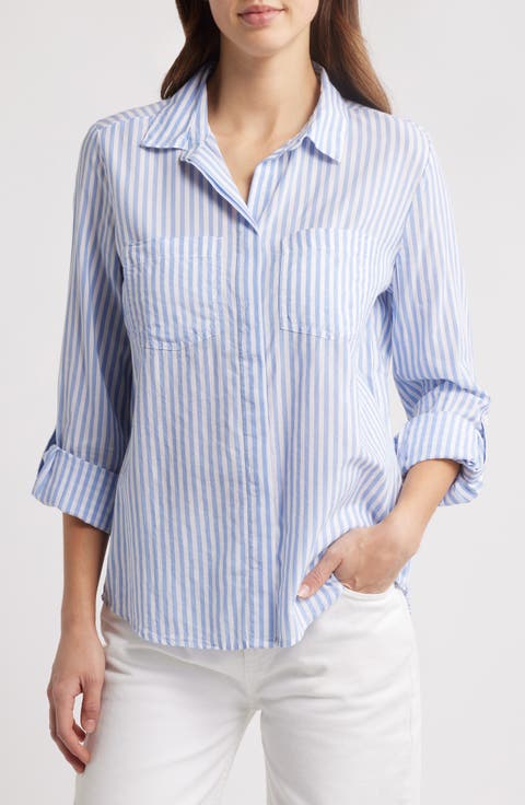 Stripe Cotton & Modal Button-Up Shirt