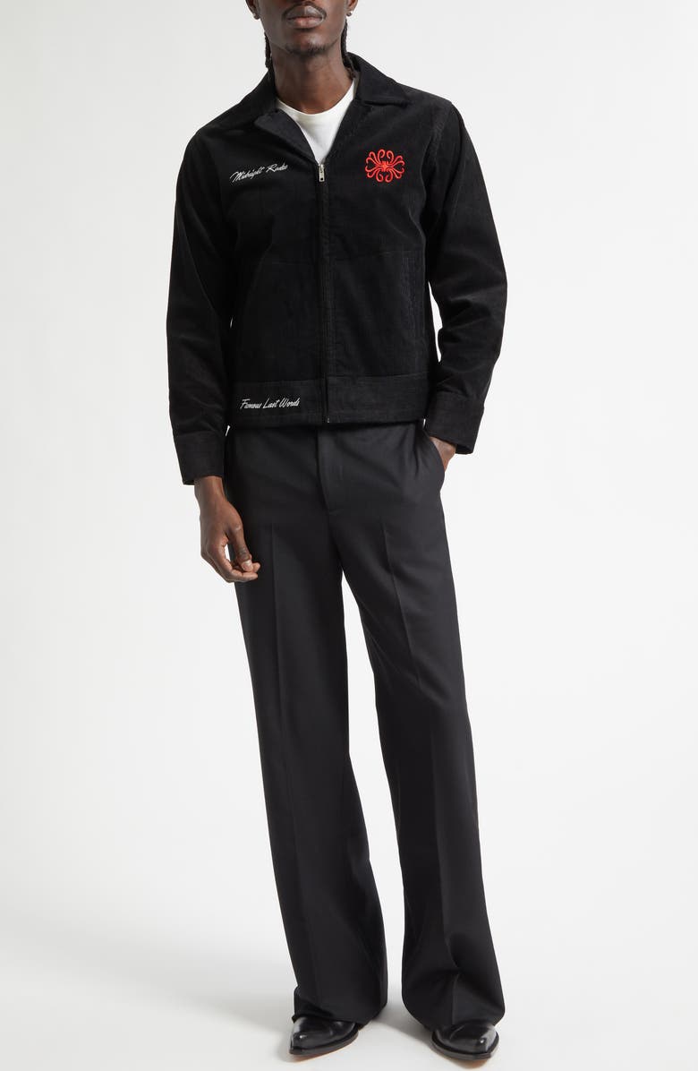 MIDNIGHT RODEO Embroidered Corduroy Club Jacket, Alternate, color, Black
