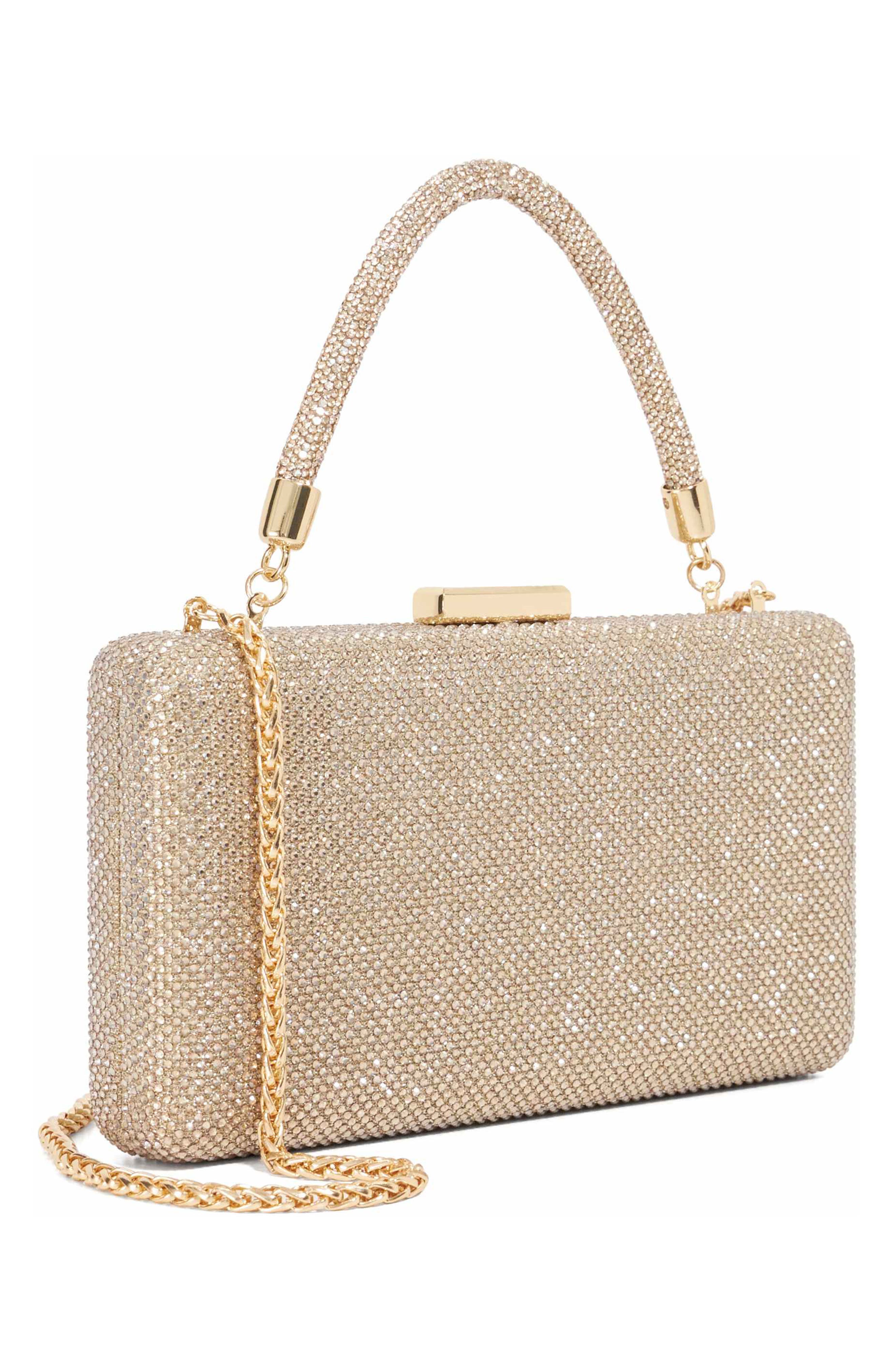 Beaut Top Handle Frame Clutch, Alternate, color, GOLD