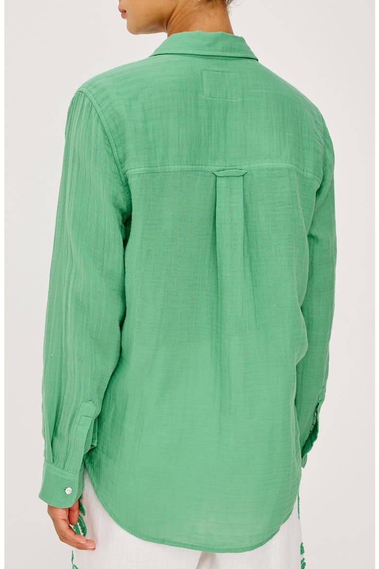 Ellis Organic Cotton Gauze Button-Up Shirt, Alternate, color, CLOVER