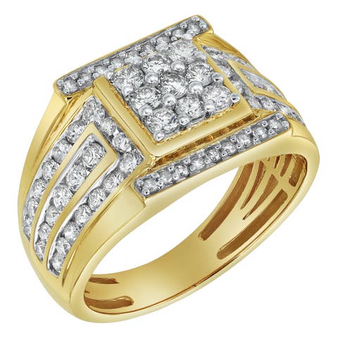 Iced Hammer 14K Yellow Gold Diamond Men Statement Ring - 1.55ct.