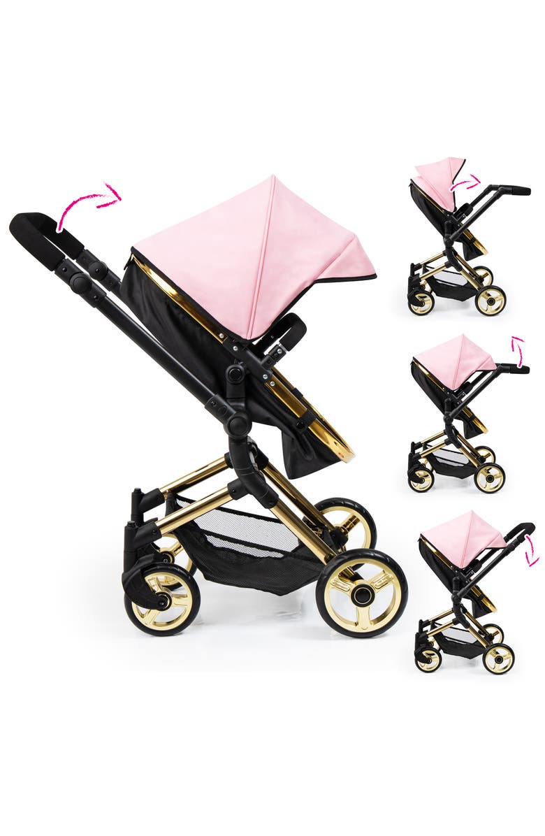 Bayer Design Bayer Pram Neo Vario - Pink, Black, Gold - Accessory for Dolls Up to 20", Shoulder Bag, Converts to Stroller, Kids Toy, Ages 3+ | baby d, Alternate, color, Multicolored