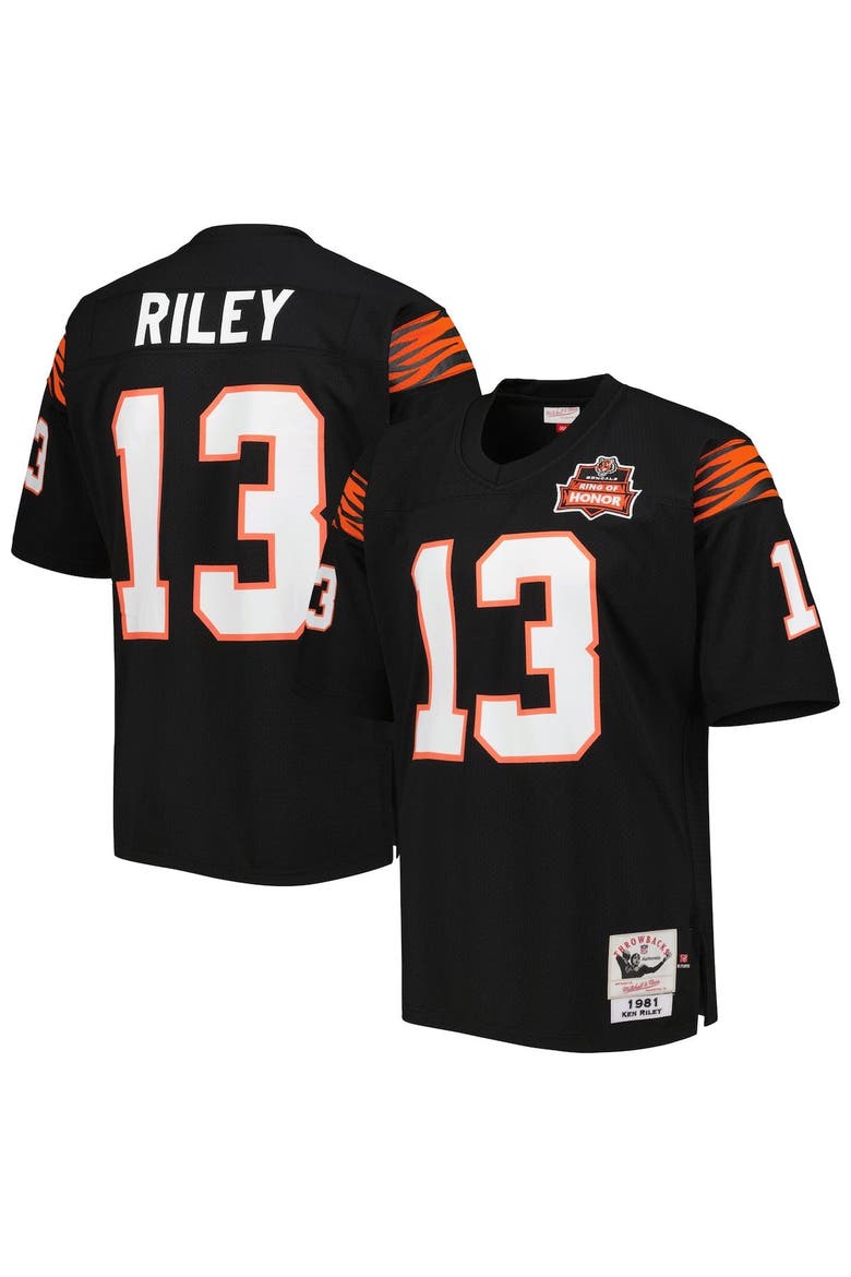 Men's Mitchell & Ness Ken Riley Black Cincinnati Bengals 1981 Authentic Throwback Retired Player Jersey, Main, color, Black