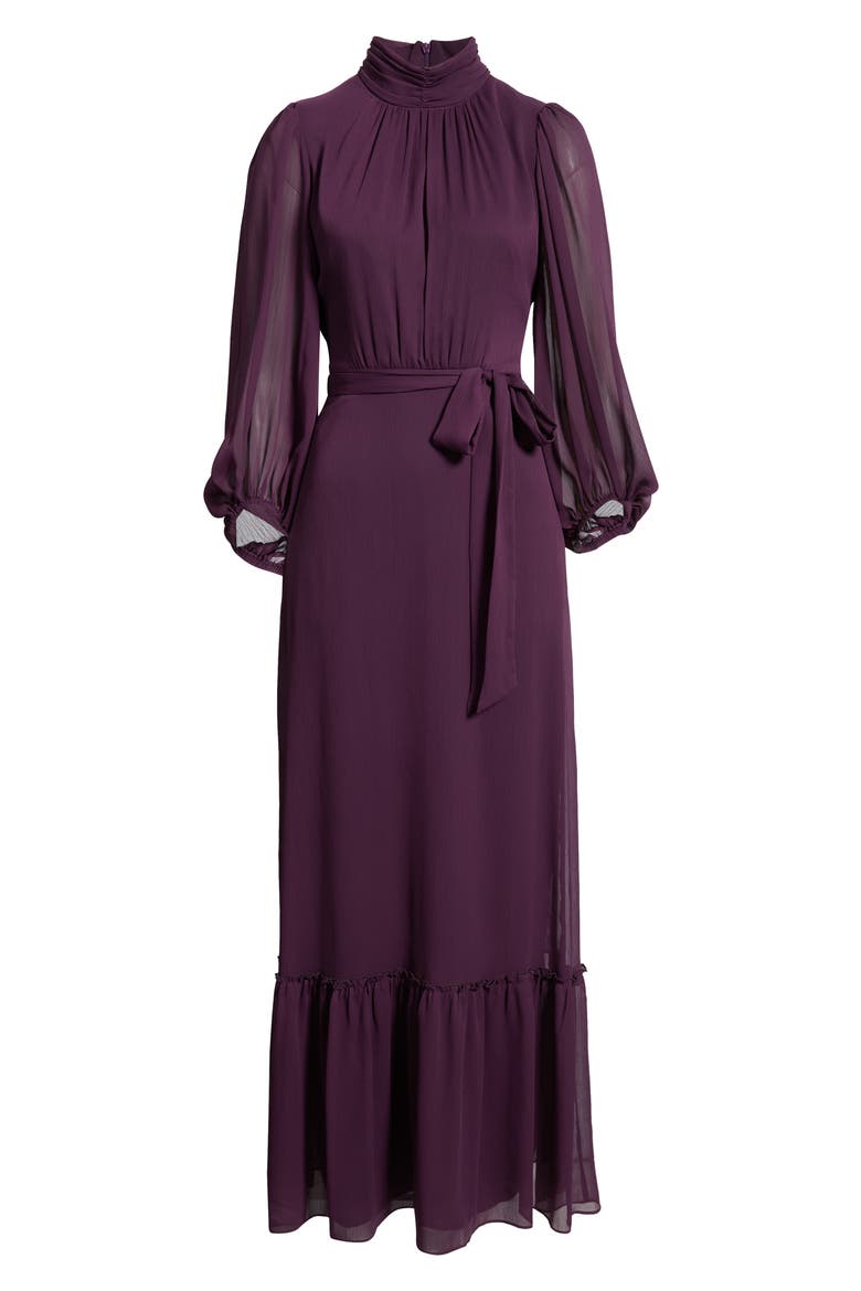 Mock Neck Maxi Dress, Alternate, color, EGGPLANT