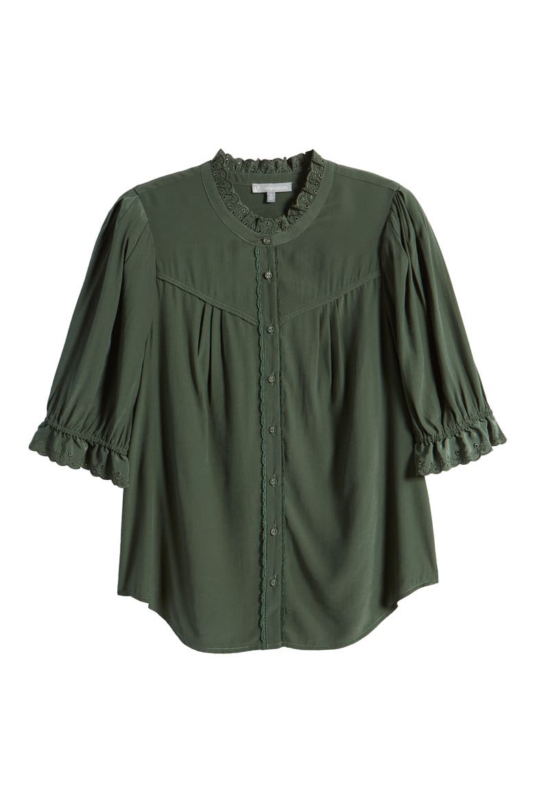 Eyelet Accent Top (Nordstrom Exclusive), Alternate, color, BOTTLE GREEN