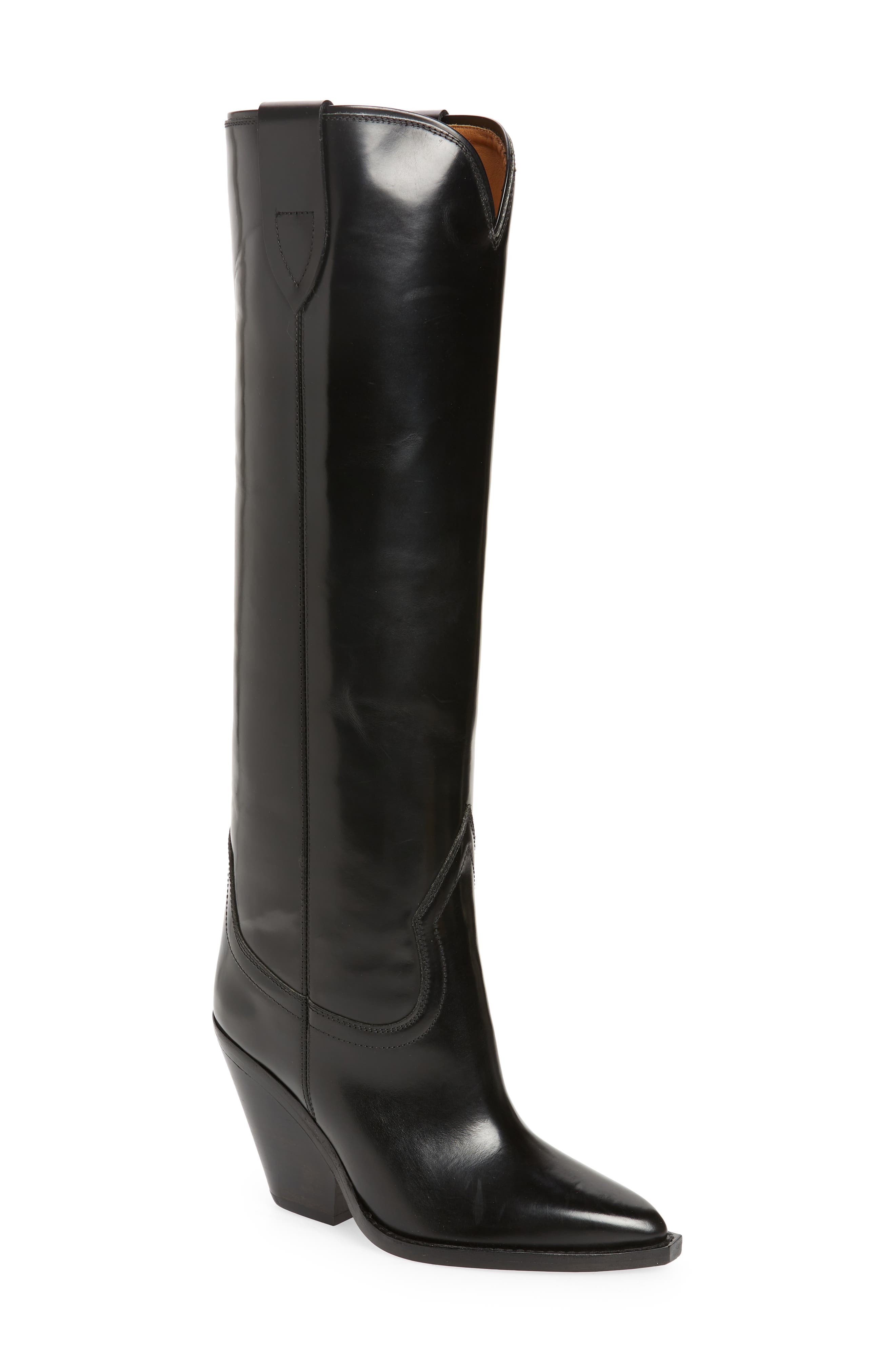 Lomero Tall Western Boot, Main, color, BLACK