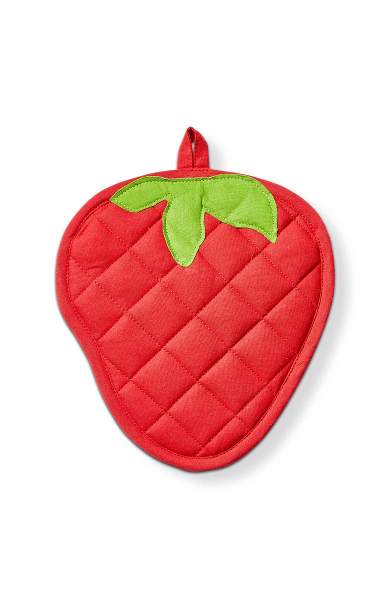 tag Strawberry Potholder/Trivet Red Multi Cotton Summer, Main, color, Red