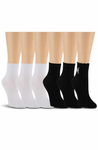 Laundry by Shelli Segal 6-Pack Embroidered Scalloped Edge Anklet Socks
