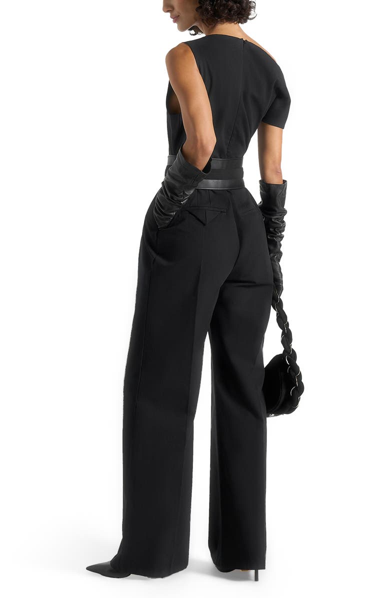 Manière De Voir Valerie Tailored Off Shoulder Jumpsuit With Belt, Alternate, color, Black
