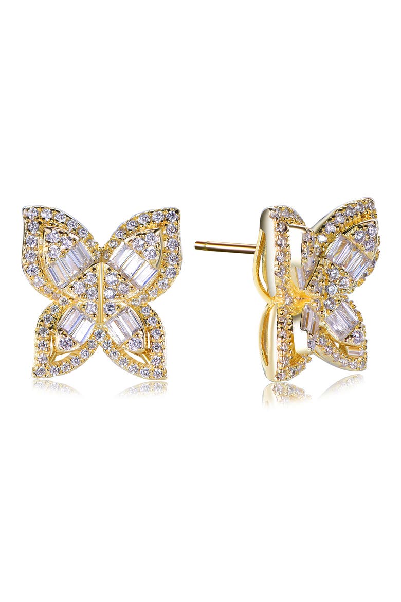 Cubic Zirconia Butterfly Stud Earrings, Alternate, color, GOLD