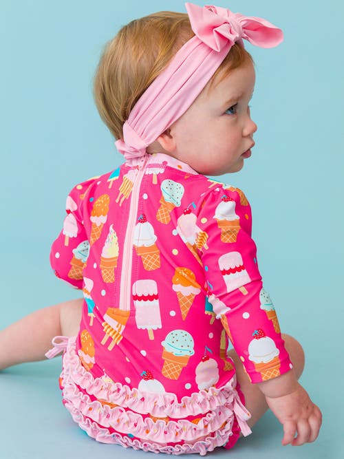 Rufflebutts Toddler Girls Long Sleeve Upf50+ One Piece Rash Guard
