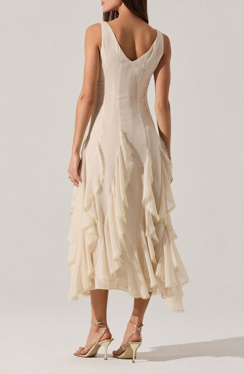 ASTR the Label Philomene Ruffle Detail Midi Dress, Alternate, color, Cream