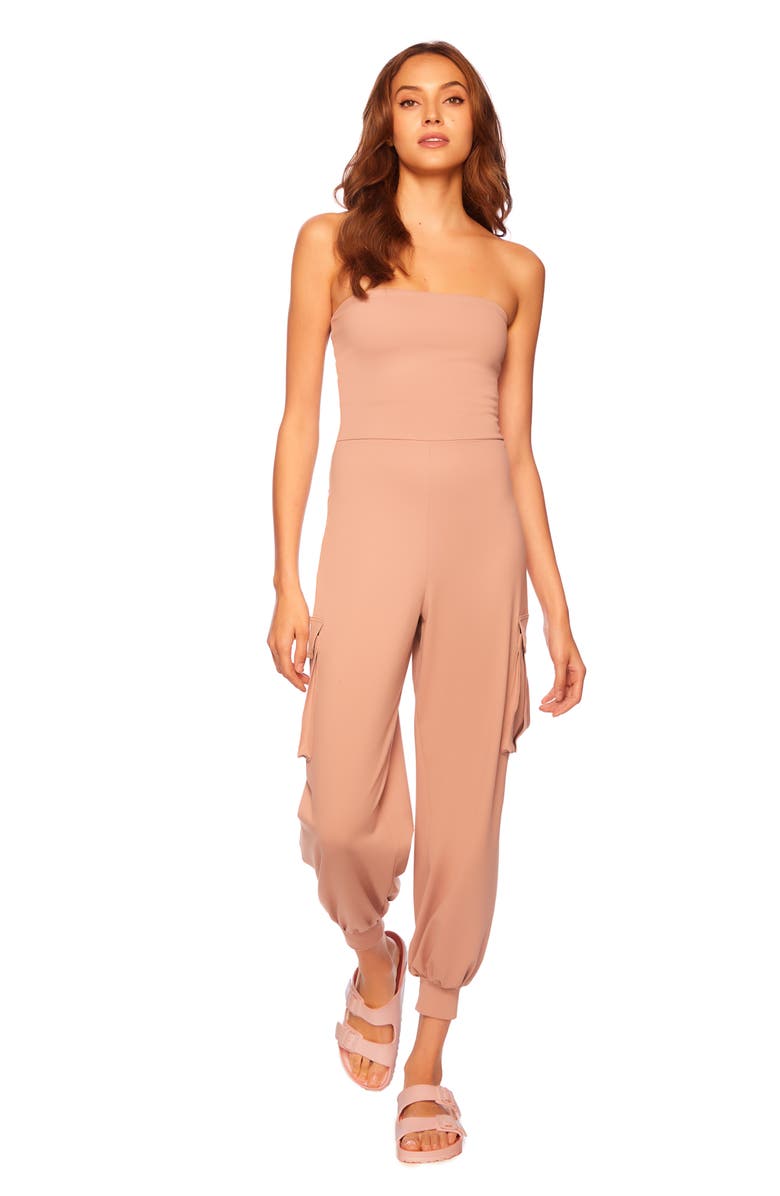 Susana Monaco Strapless Cargo Jumpsuit, Alternate, color, Brioche