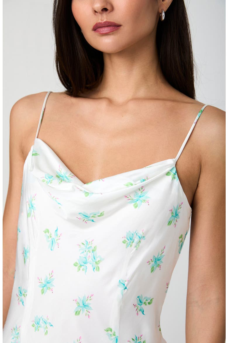 Anna Fleur Cowl Neck Satin Maxi Slipdress, Alternate, color, SUM WHT PAST TURQ MU