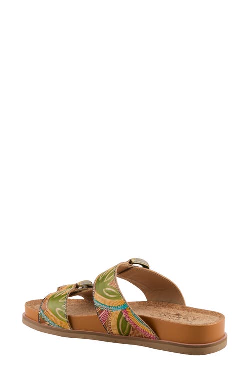 L'artiste By Spring Step Glaze Platform Slide Sandal In Tan Multi