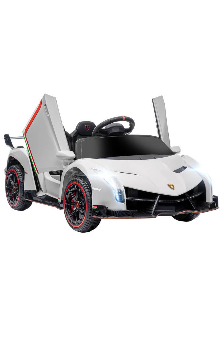 Aosom Lamborghini Veneno 12V Kids Car with Butterfly Doors, Remote, Music, Main, color, White