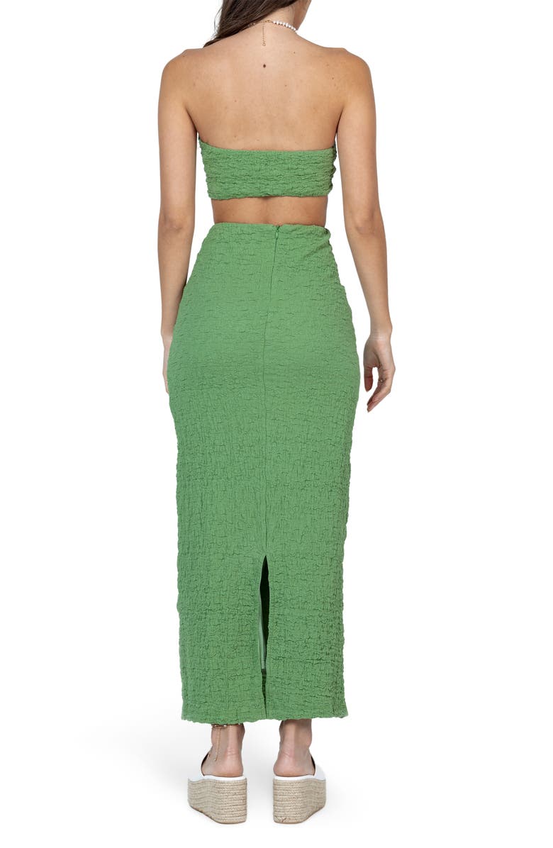 Princess Polly Matilda Crinkle Tie Bandeau & Maxi Skirt Set, Alternate, color, Medium Green