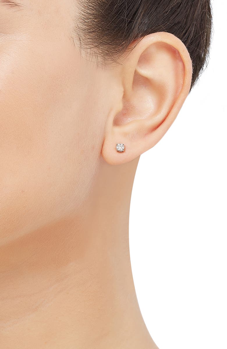 Frankie & Zoe 10K White Gold Pavé Diamond Round Stud Earrings, Alternate, color, White Gold