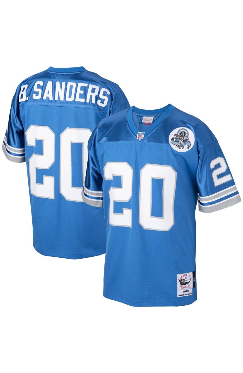 Mitchell & Ness Men's Mitchell & Ness Barry Sanders Blue Detroit Lions 1993 Authentic Throwback Retired Player Jersey, Main, color,