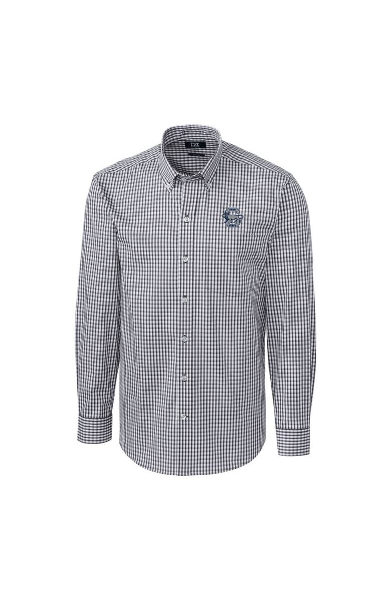 Cutter & Buck Men's Cutter & Buck Charcoal Penn State Nittany Lions Easy Care Stretch Gingham Long Sleeve Button-Down Shirt, Alternate, color,