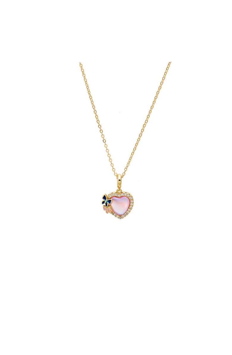 BY ADINA EDEN Pink Mother of Pearl Heart Pendant Necklace, Main, color, Multi-Color