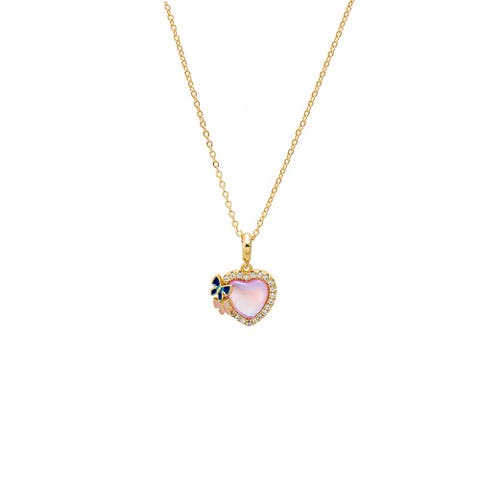 Pink Mother of Pearl Heart Pendant Necklace