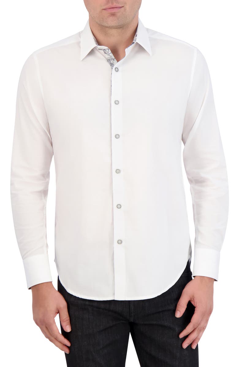 Robert Graham Classic Fit Solid Cotton Button-Up Shirt, Main, color, 