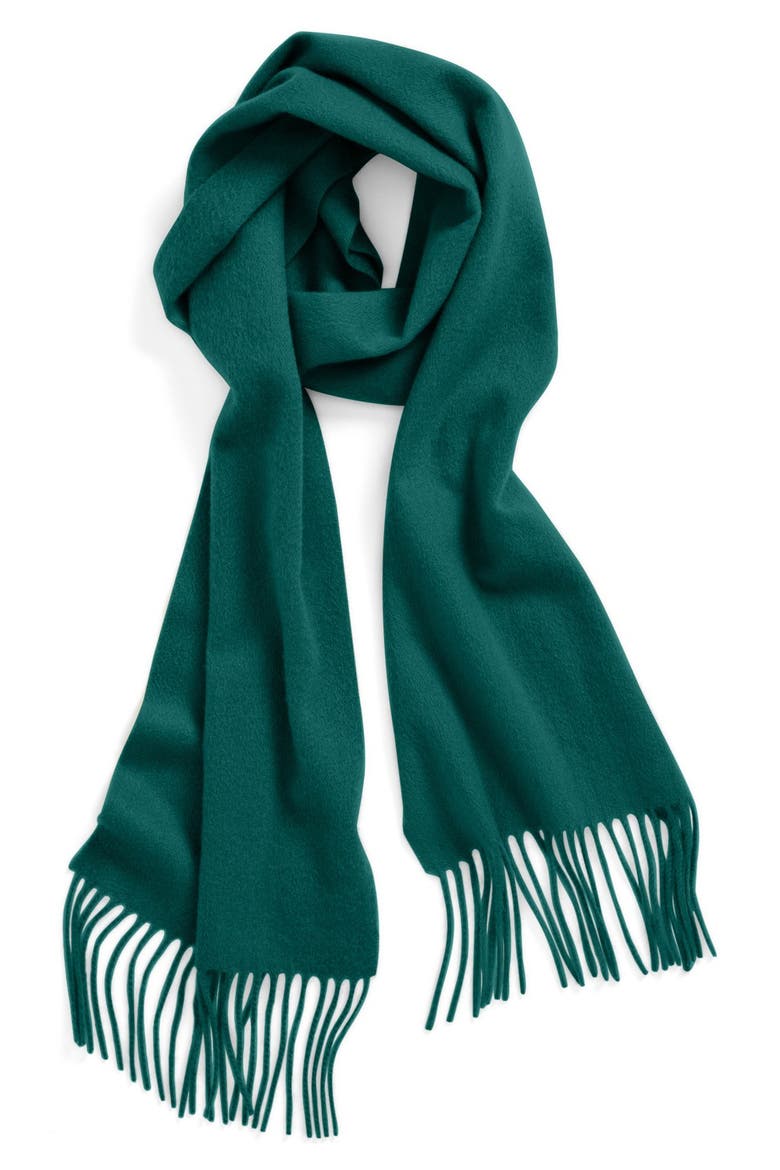 Solid Woven Cashmere Scarf, Main, color, TEAL EMERALD