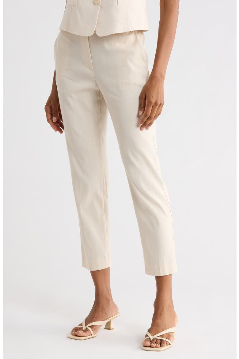 Treeca Linen Blend Crop Pull-On Pants, Main, color, SAND