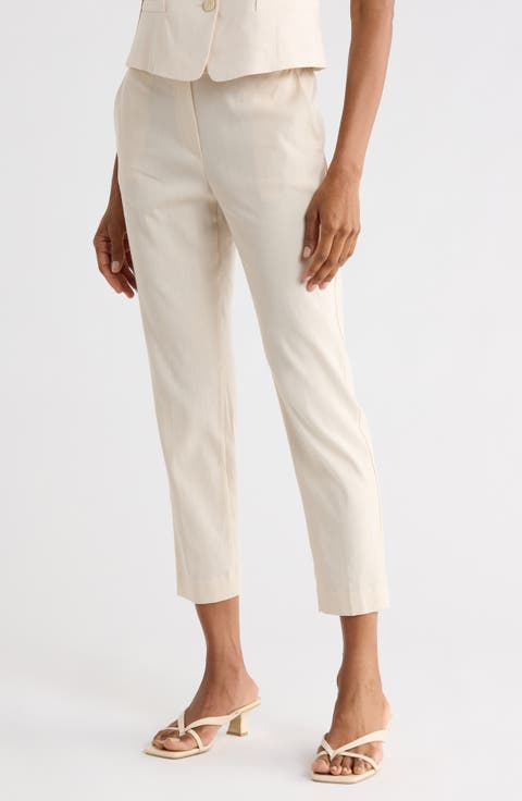 Treeca Linen Blend Crop Pull-On Pants