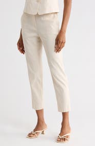 Theory Treeca Linen Blend Crop Pull-On Pants