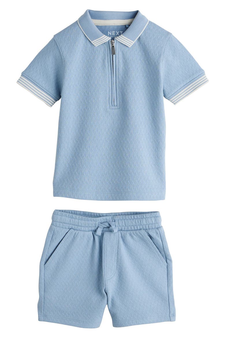 Kids' Core Quarter Zip Polo & Shorts Set, Main, color, BLUE