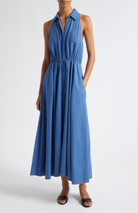 Tiana Sleeveless Linen & Cotton Shirtdress