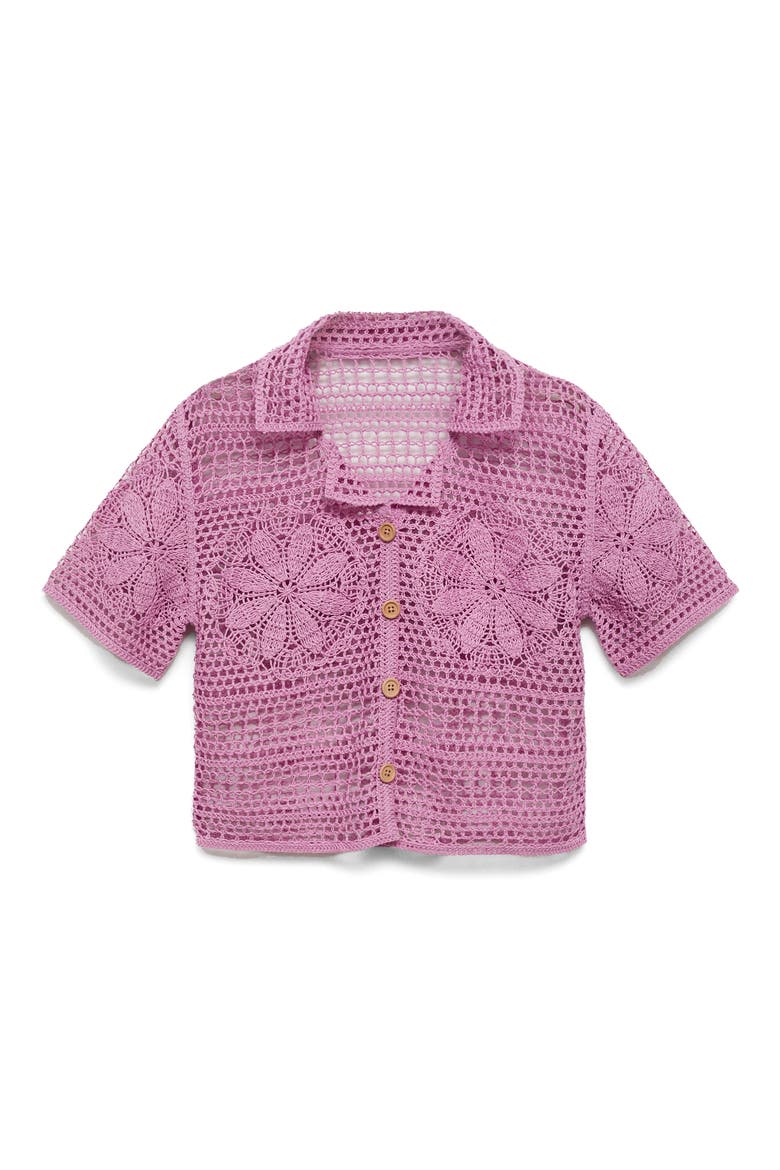 Nusa Crochet Stitch Short Sleeve Cardigan, Alternate, color, PURPLE