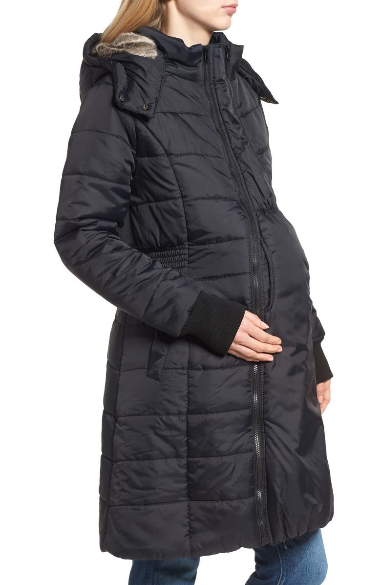 Modern Eternity Madison Quilted 3-in-1 Maternity Puffer Coat with Faux Fur Trim, Alternate, color,