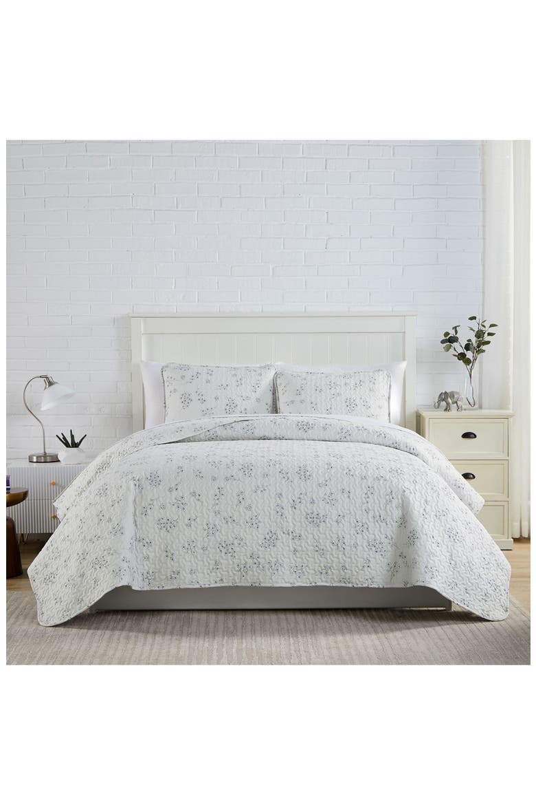 Sweet Florals Oversized Quilt Set, Alternate, color, GRAY