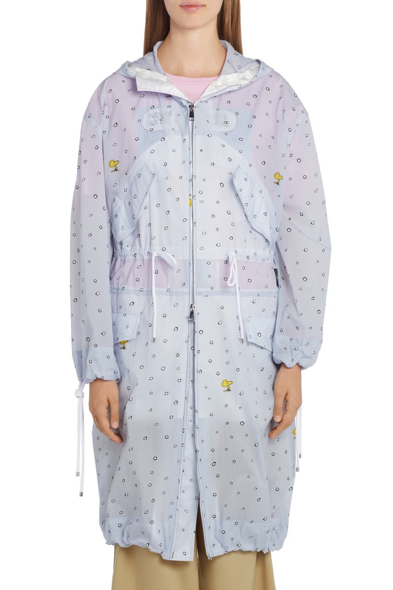x Peanuts® Erne Woodstock Hooded Long Coat, Main, color, BLUE MULTI