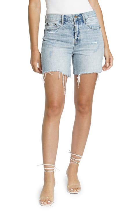 Devin Distressed High Waist Cutoff Denim Shorts (St. Tropez)