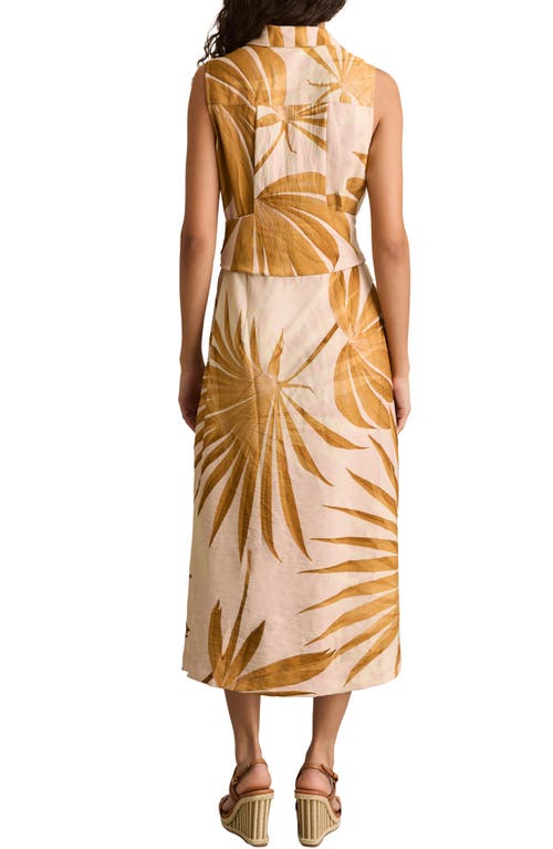 Reiss Morgan Frond Print Tie Belt Sleeveless Midi Shirtdress