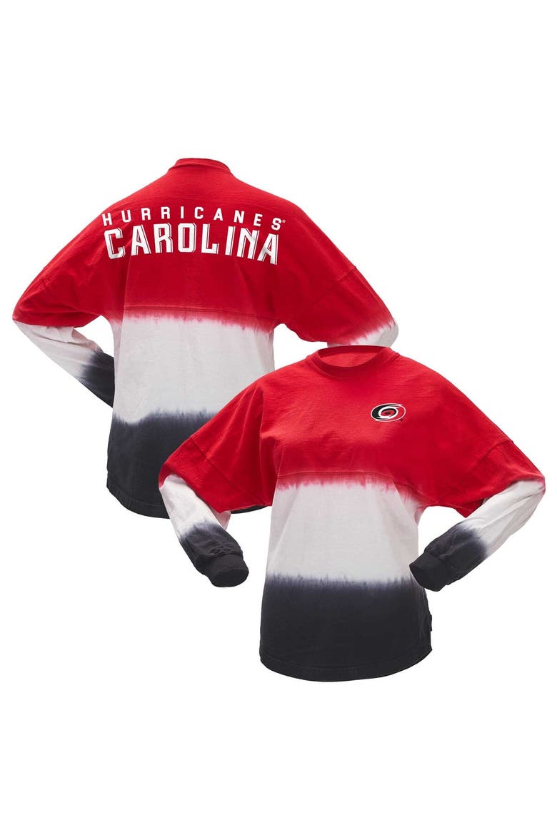 Women's Fanatics Branded Red/Black Carolina Hurricanes Ombre Long Sleeve T-Shirt, Main, color, Red