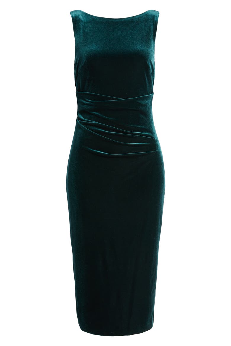 Stretch Velvet Cocktail Dress, Alternate, color, HUNTER