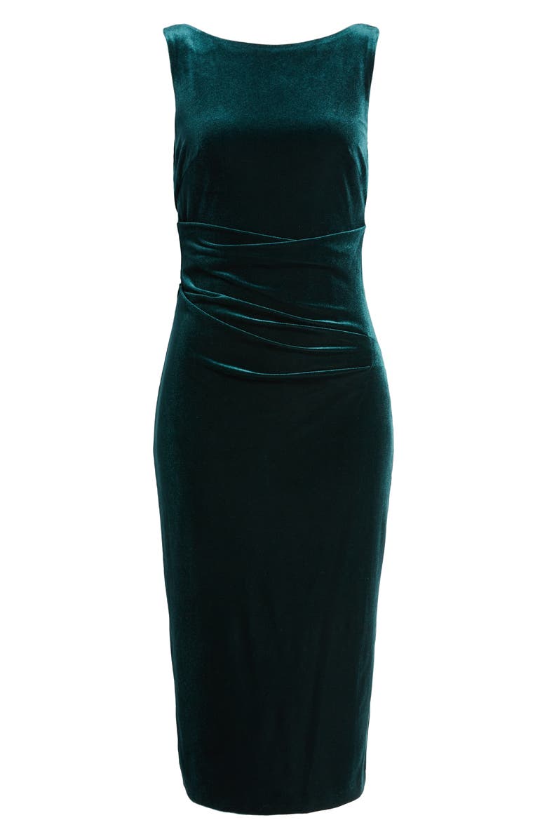 Eliza J Stretch Velvet Cocktail Dress, Alternate, color, Hunter