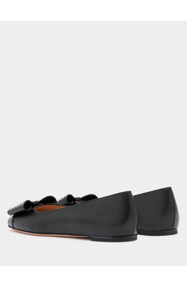 Bally B-Bow Flat in Leather, Alternate, color, Black
