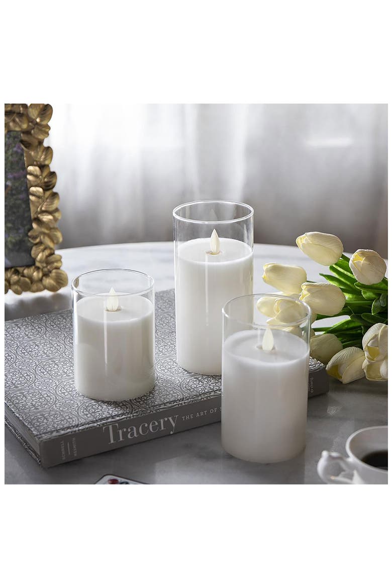 Set of 3 Flameless LED Candles, Alternate, color, WHITE
