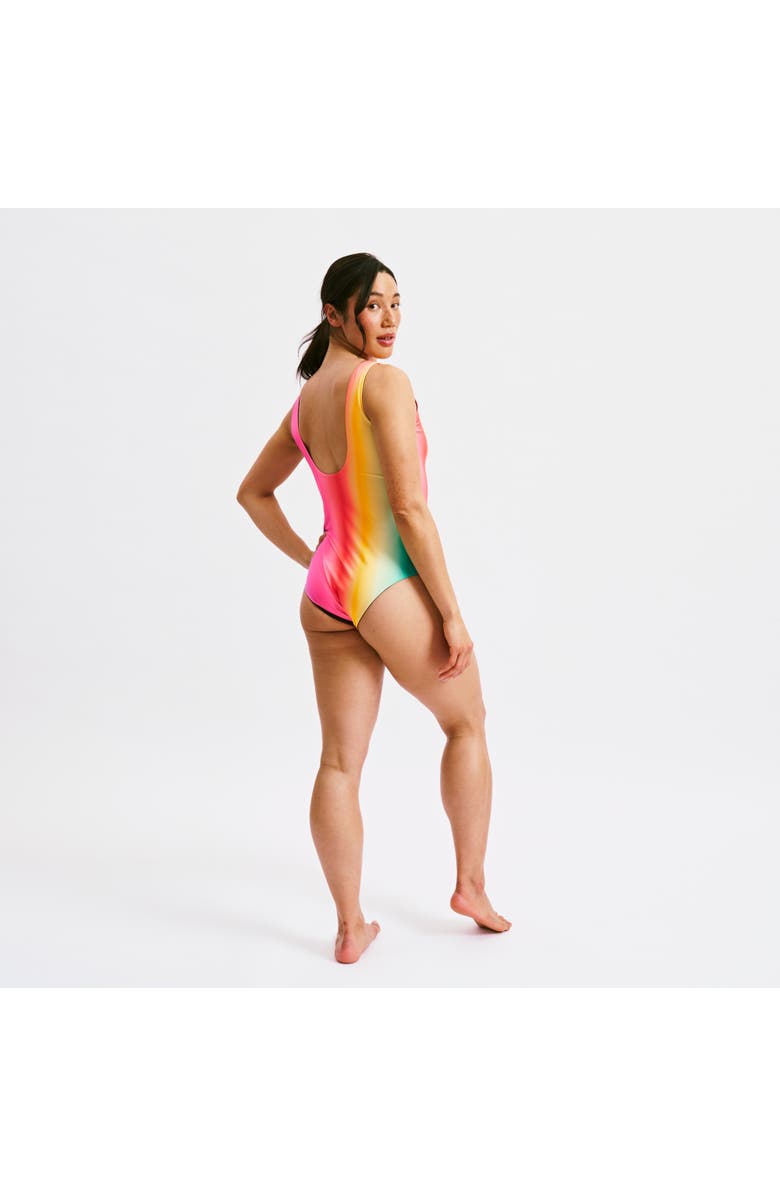 TomboyX Reversible Swim One-Piece, Alternate, color, Melting Rainbow/Black