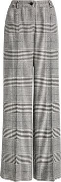 Dolce&Gabbana Houndstooth Check Wool & Cashmere Wide Leg Trousers