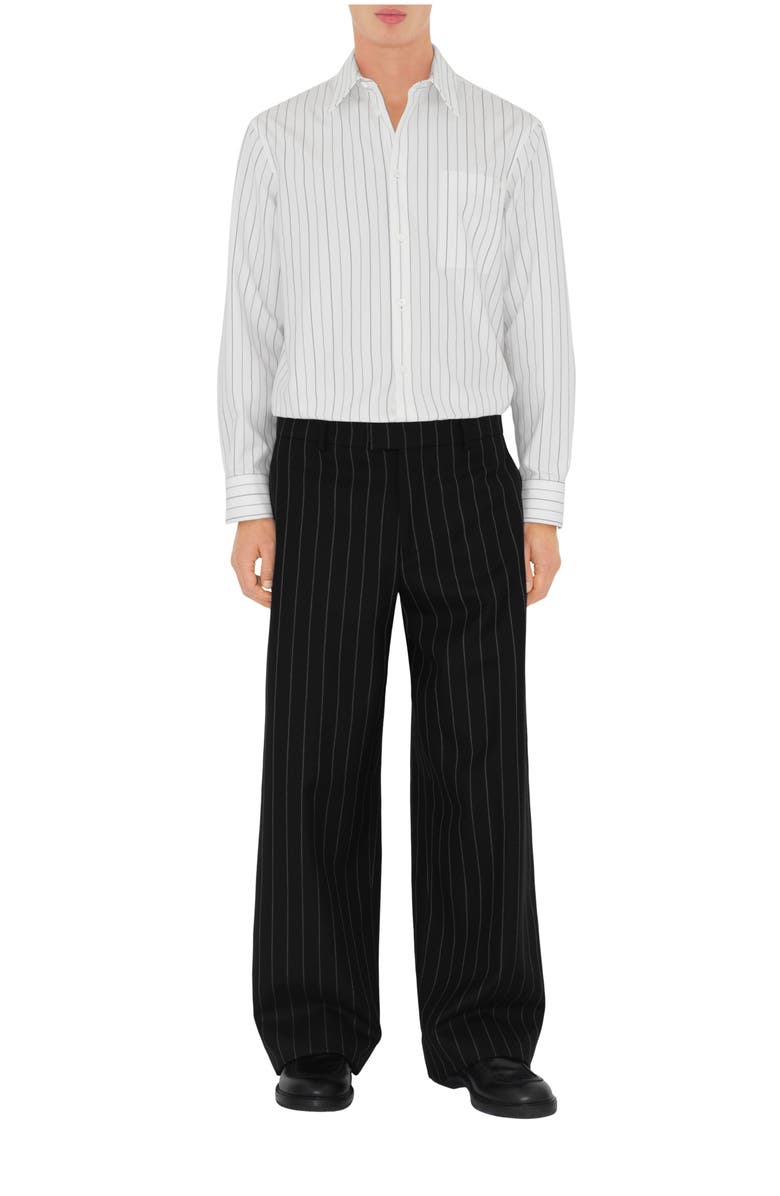 Burberry Pinstriped Wool Tailored Trousers, Main, color, 